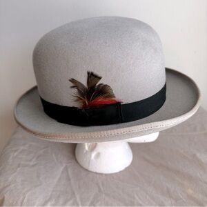VTG 1980s Dobbs Grey Wool Derby Hat -Size 7 1/4